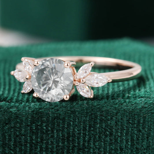 0.55 CT Round Cluster Moissanite Engagement Ring