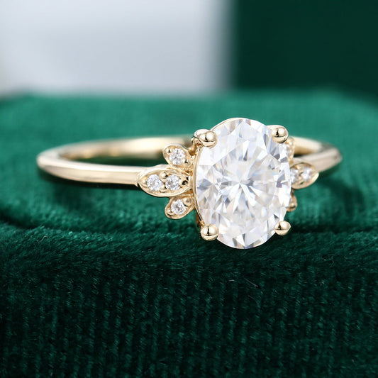 1.33 CT Oval Cluster Moissanite Engagement Ring
