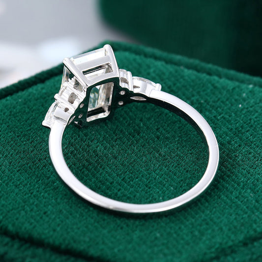 2 CT Emerald Cluster Moissanite Engagement Ring