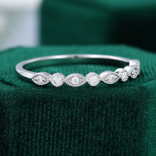 0.1 TCW Round Milgrain Moissanite Wedding Band