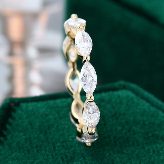 0.21 TCW Marquise Full Eternity Moissanite Wedding Band