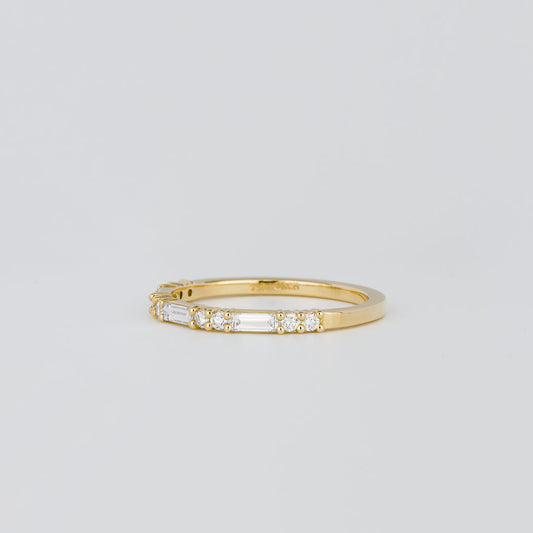 0.30 TCW Baguette & Round Half Eternity Moissanite Wedding Band