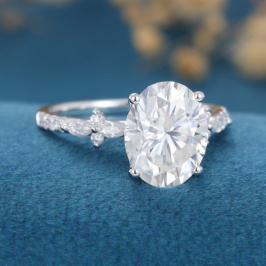 2.72 CT Oval Cluster Moissanite Engagement Ring