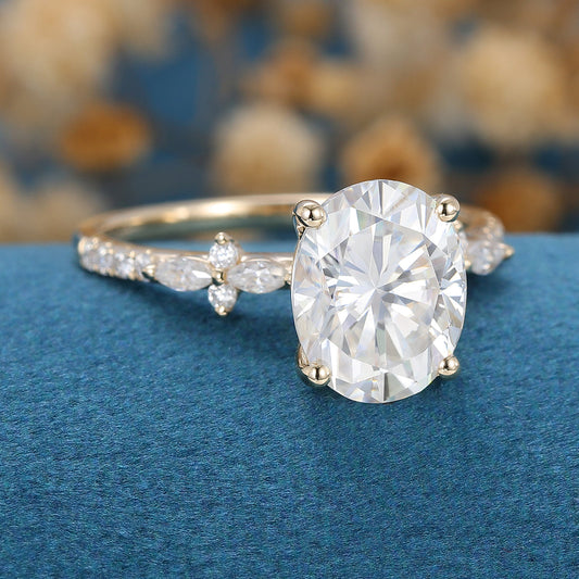 2.72 CT Oval Cluster Moissanite Engagement Ring