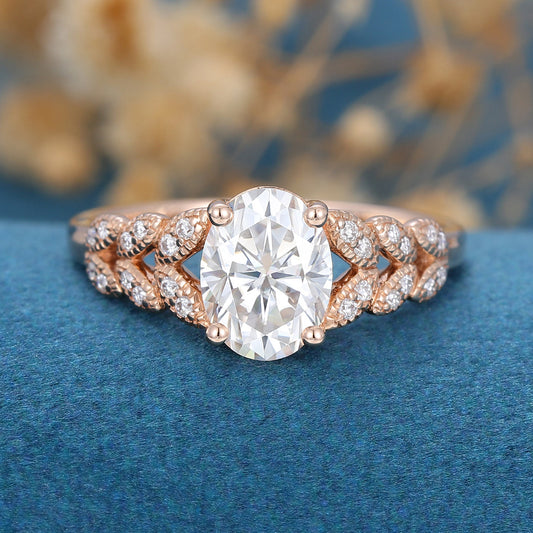 1.33 CT Oval Cluster Moissanite Engagement Ring