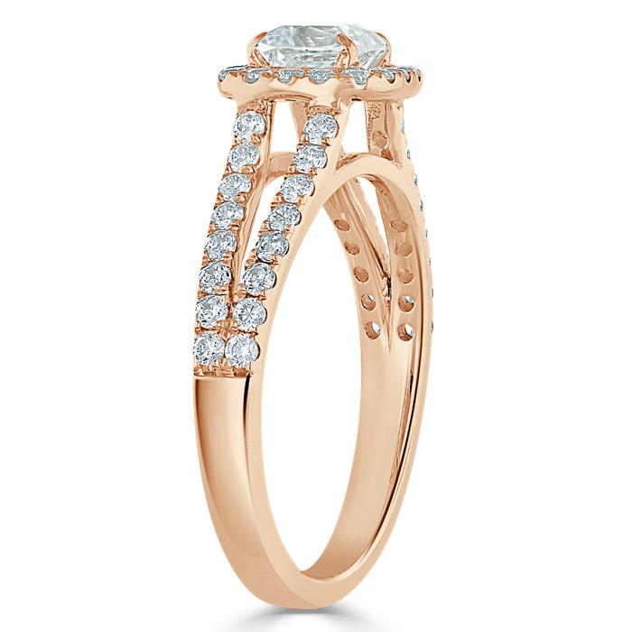 1.0 CT Cushion Cut Halo Split Shank Setting Moissanite Engagement Ring 9