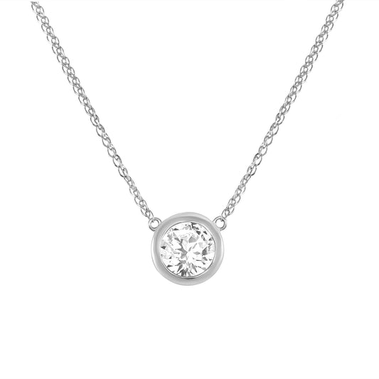 1.0 CT Round Shaped Moissanite Necklace In Bezel Design
