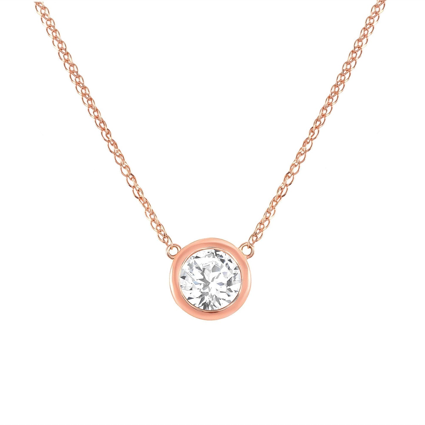 1.0 CT Round Shaped Moissanite Necklace In Bezel Design