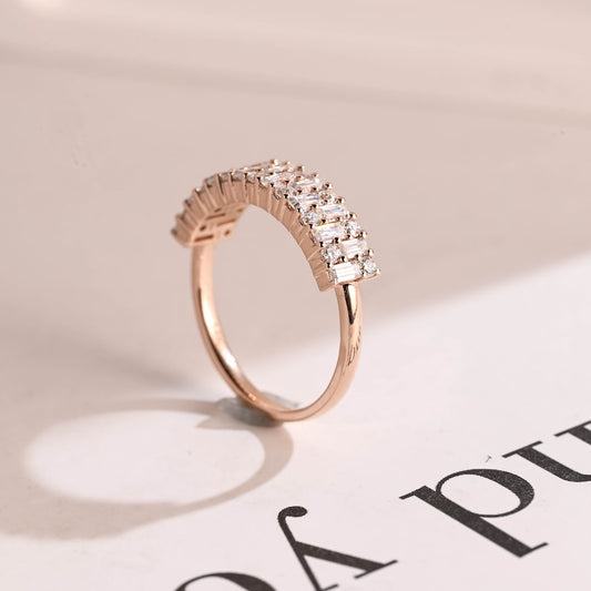 0.4 TCW Baguette & Round Half Eternity Moissanite Wedding Band