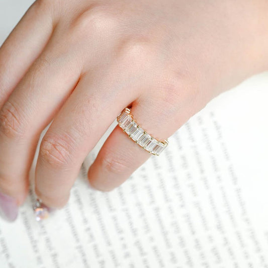 0.5 TCW Emerald Full Eternity Moissanite Wedding Band