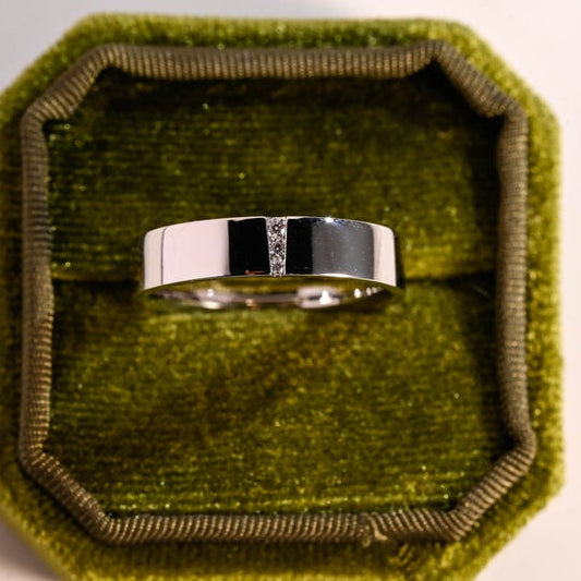 0.05 TCW Round Moissanite Minimalist Men's Wedding Band
