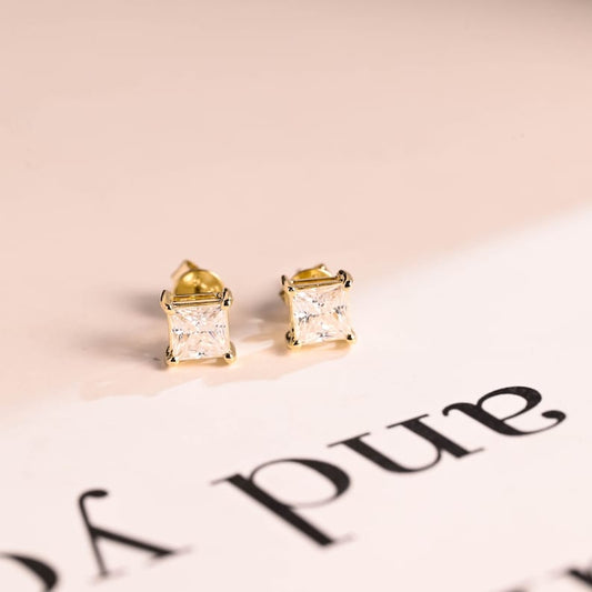 0.14 TCW Princess Moissanite Stud Earrings