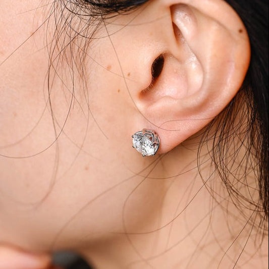 2 TCW Round Moissanite Stud Earrings