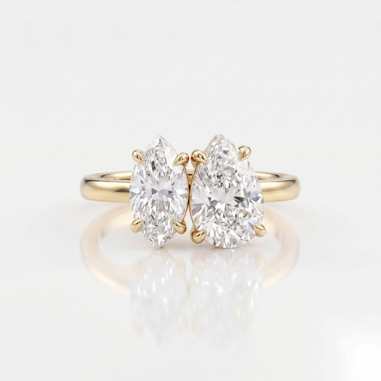 1.5 CT Pear Toi Et Moi Moissanite Engagement Ring