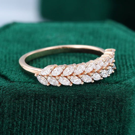 0.51 TCW Marquise Half Eternity Moissanite Wedding Band