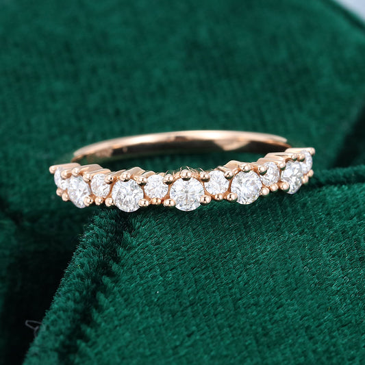 0.46 TCW Round Half Eternity Moissanite Wedding Band