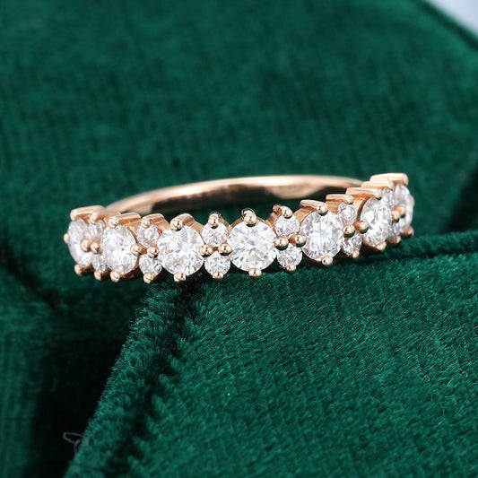 0.65 TCW Round Half Eternity Moissanite Wedding Band