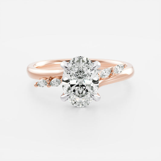 1 CT Oval Cluster Moissanite Engagement Ring