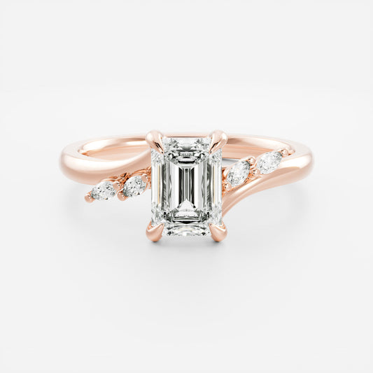 2 CT Emerald Cluster Moissanite Engagement Ring
