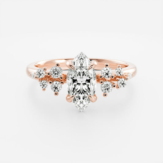 1.5 CT Marquise Cluster Moissanite Engagement Ring