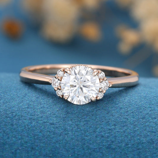 0.68 CT Round Cluster Moissanite Engagement Ring
