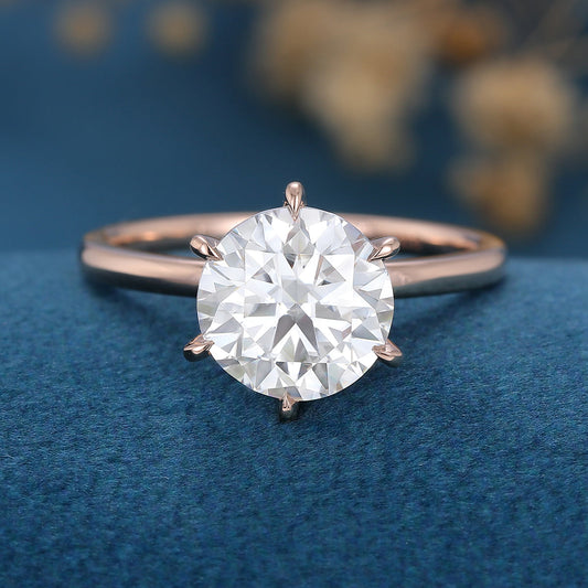 1.9 CT Round Solitaire Moissanite Engagement Ring