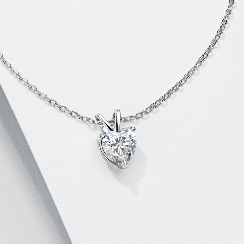 1.0 CT Heart Cut Solitaire Style Moissanite Necklace