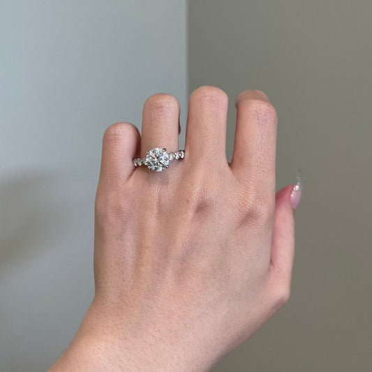 3 CT Round Pave Moissanite Engagement Ring