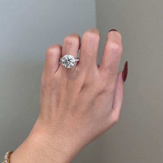 6 CT Round Pave Moissanite Engagement Ring