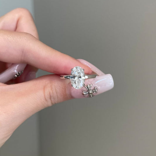 3 CT Oval Hidden Halo Moissanite Engagement Ring