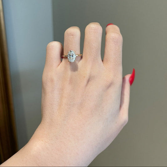 2.5 CT Oval Hidden Halo Moissanite Engagement Ring