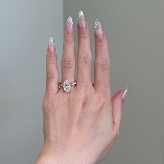4 CT Oval Pave Moissanite Engagement Ring