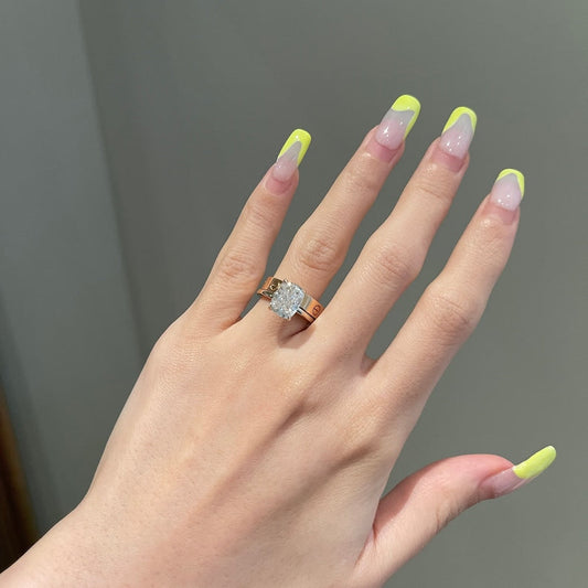3 CT Cushion Hidden Halo Moissanite Engagement Ring