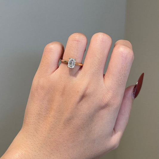 1 CT Emerald Solitaire Moissanite Engagement Ring
