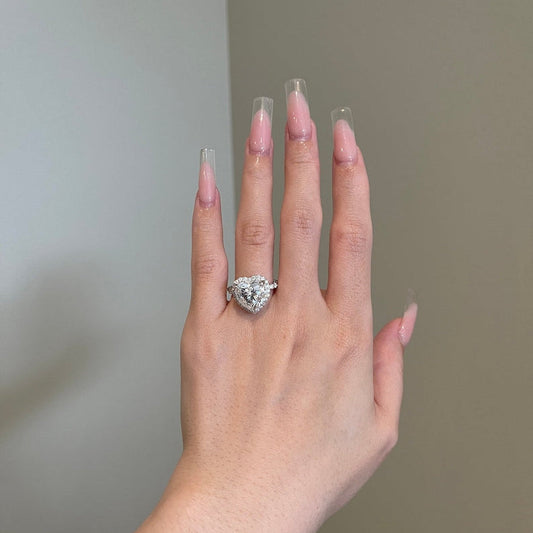 5 CT Heart Halo & Pave Moissanite Engagement Ring