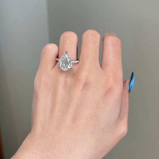 6.5 CT Pear Pave Moissanite Engagement Ring