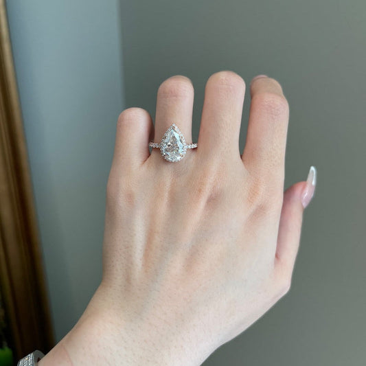 3 CT Pear Pave Moissanite Engagement Ring