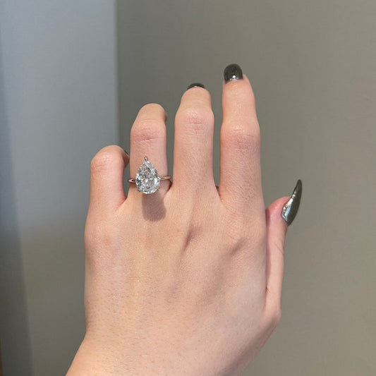 5 CT Pear Hidden Halo Moissanite Engagement Ring