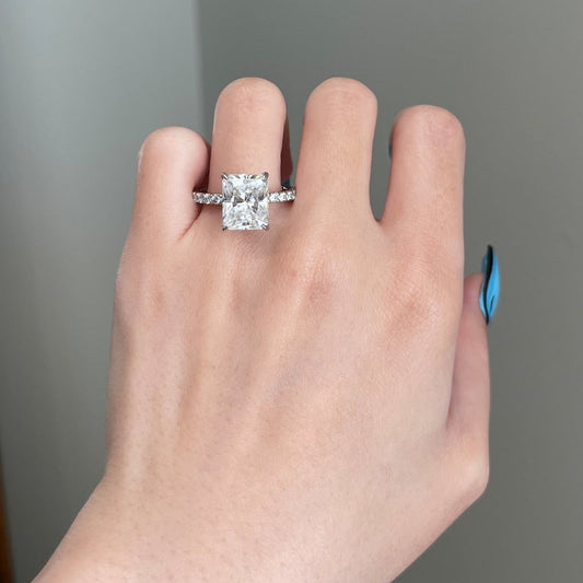 5 CT Radiant Pave Moissanite Engagement Ring
