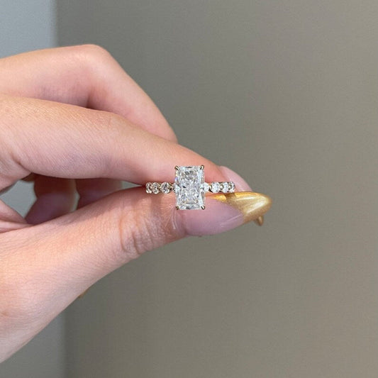 2.5 CT Radiant Pave Moissanite Engagement Ring