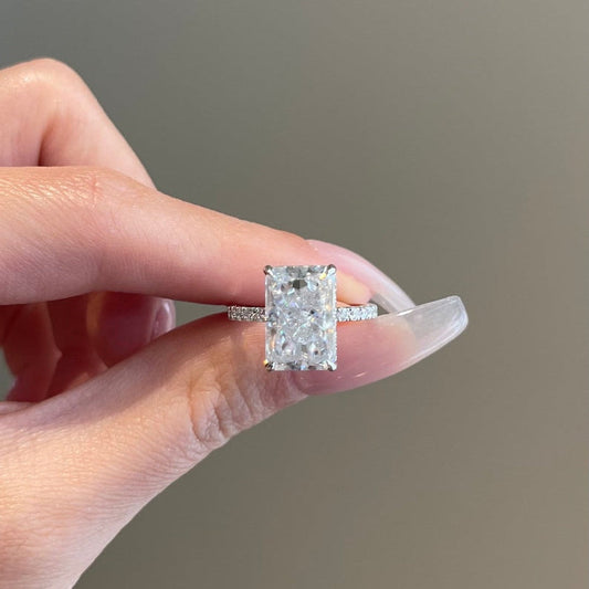 5 CT Radiant Pave Moissanite Engagement Ring