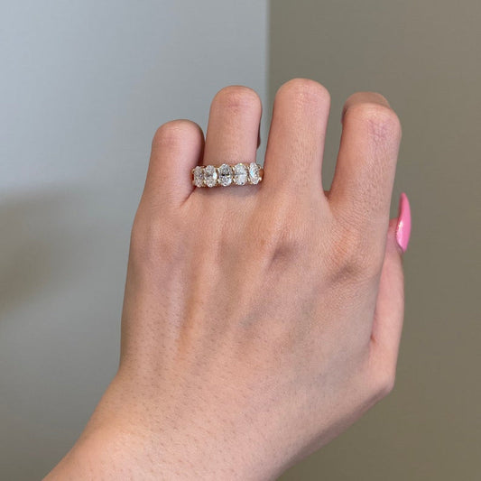 2.5 TCW Oval Five Stone Moissanite Wedding Band
