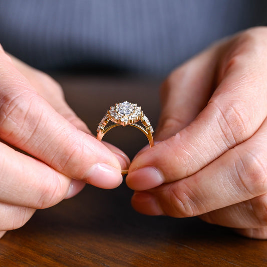 2 CT Emerald Pave Moissanite Engagement Ring