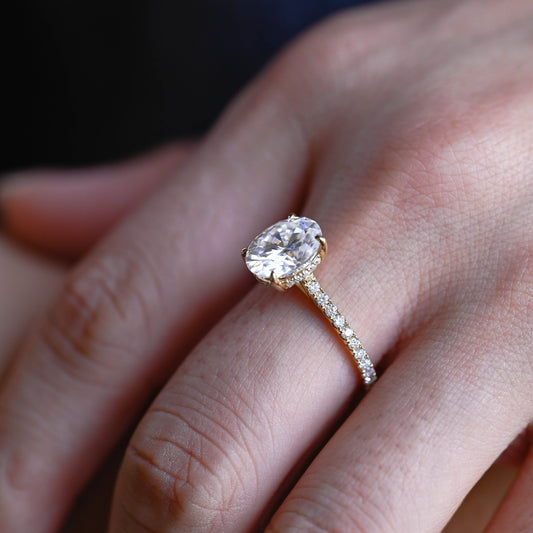 2 CT Emerald Pave Moissanite Engagement Ring