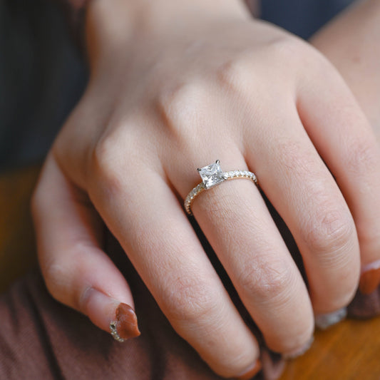 2 CT Emerald Pave Moissanite Engagement Ring