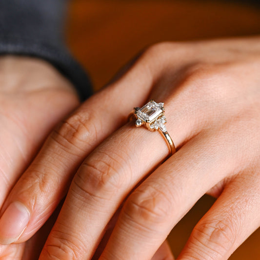 2 CT Emerald Pave Moissanite Engagement Ring