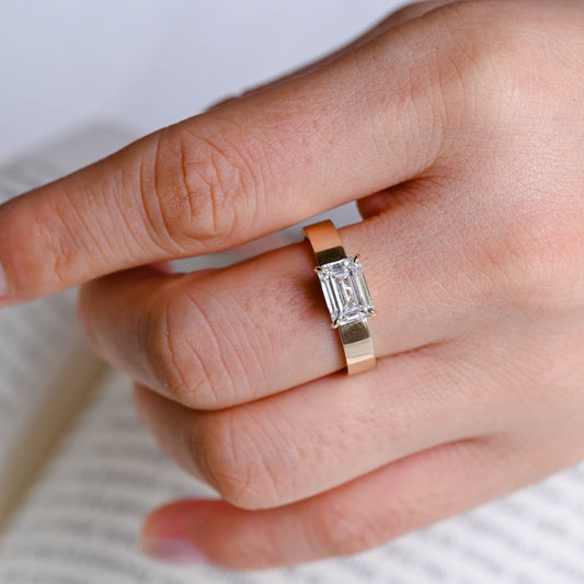 2 CT Emerald Pave Moissanite Engagement Ring