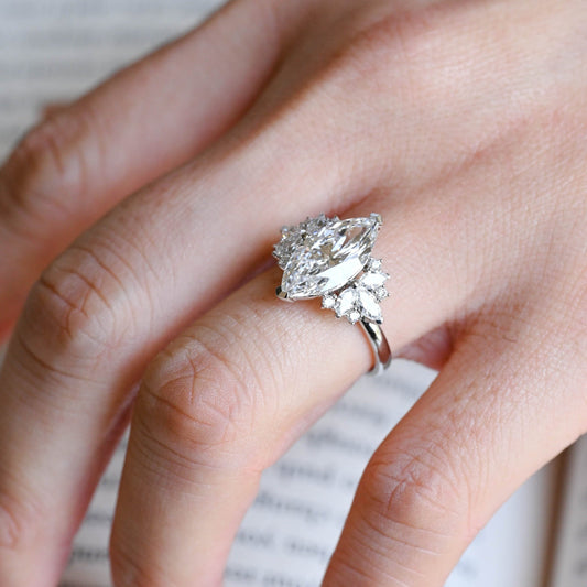 2 CT Emerald Pave Moissanite Engagement Ring