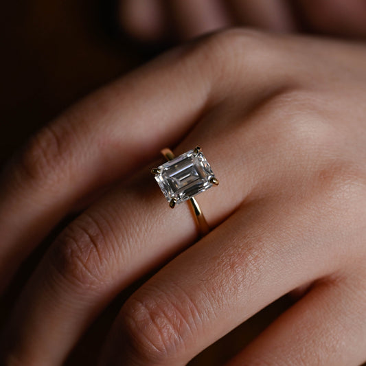 2 CT Emerald Pave Moissanite Engagement Ring