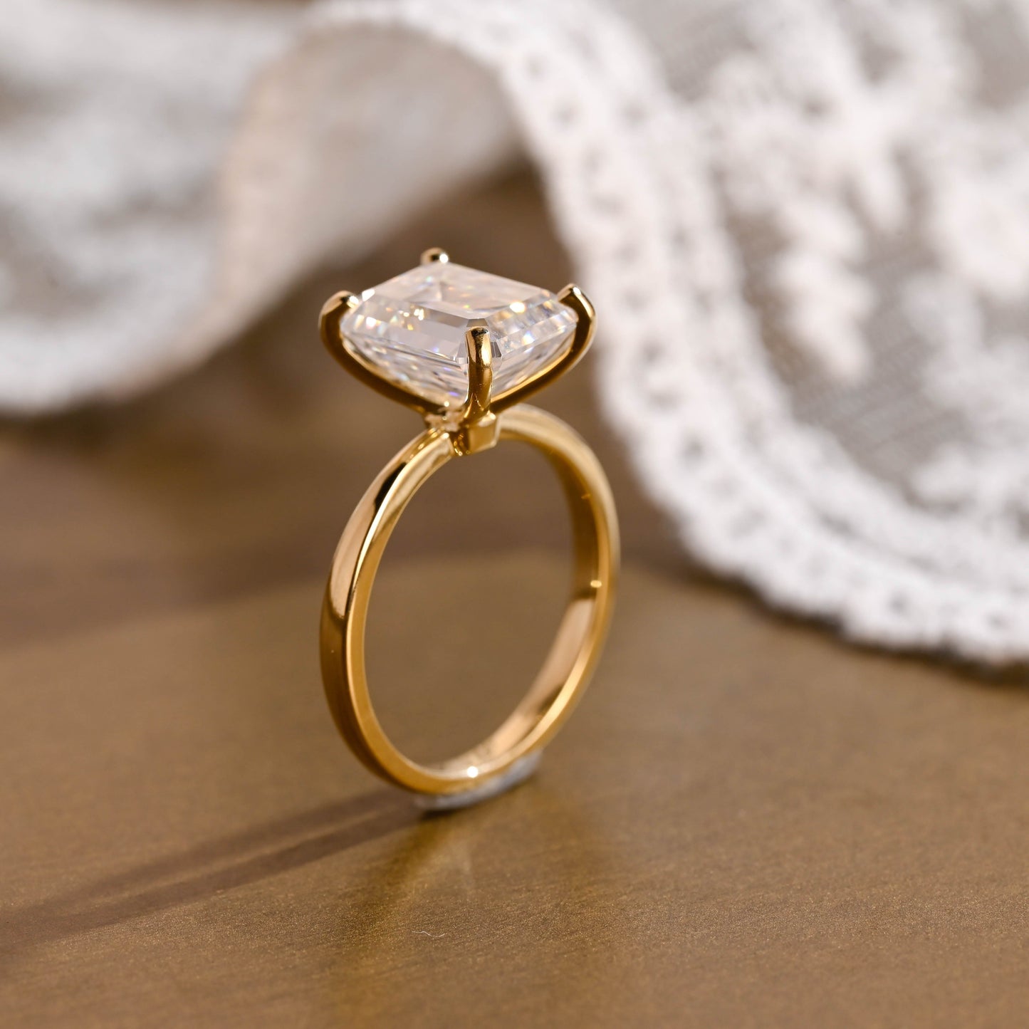 2 CT Emerald Pave Moissanite Engagement Ring